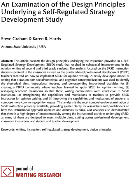 An Examination of the Design Principles Underlying a Self-Regulated Strategy Development Study