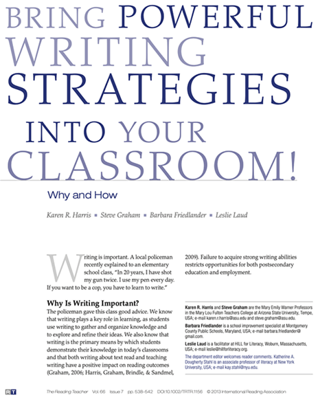 Bring Powerful Writing Strategies Into Your Classroom! Why and How