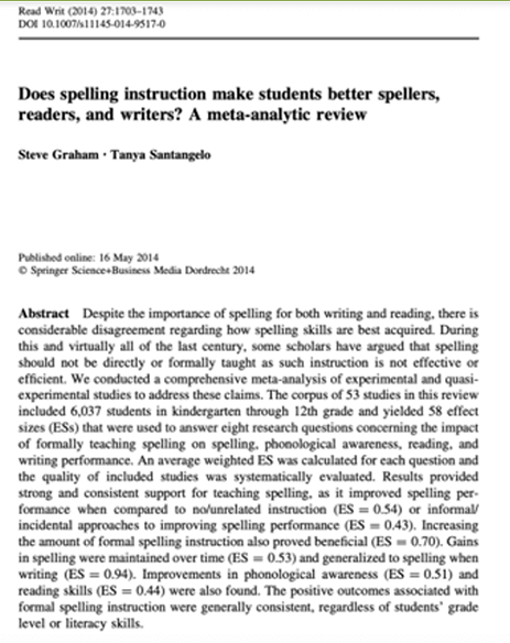 Does Spelling Instruction Make Students Better Spellers, Readers, and Writers_A Meta-Analytic Review