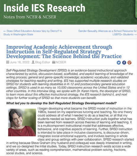 Improving Academic Achievement through Instruction in Self-Regulated Strategy Development_The Science Behind the Practice