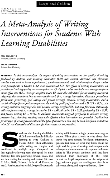 The Writing of Students with LD and a Meta-Analysis of SRSD Writing Intervention Studies_Redux