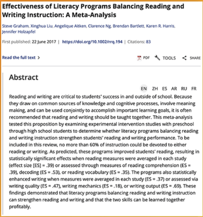 Research study on the effectiveness of literacy programs