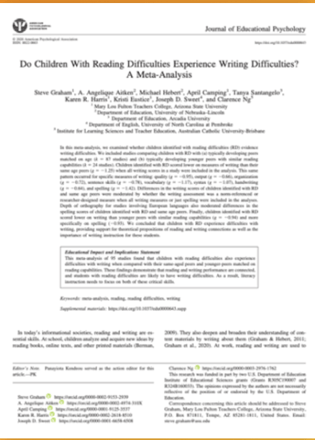 Research study about whether children with reading difficulties also experience writing difficulties