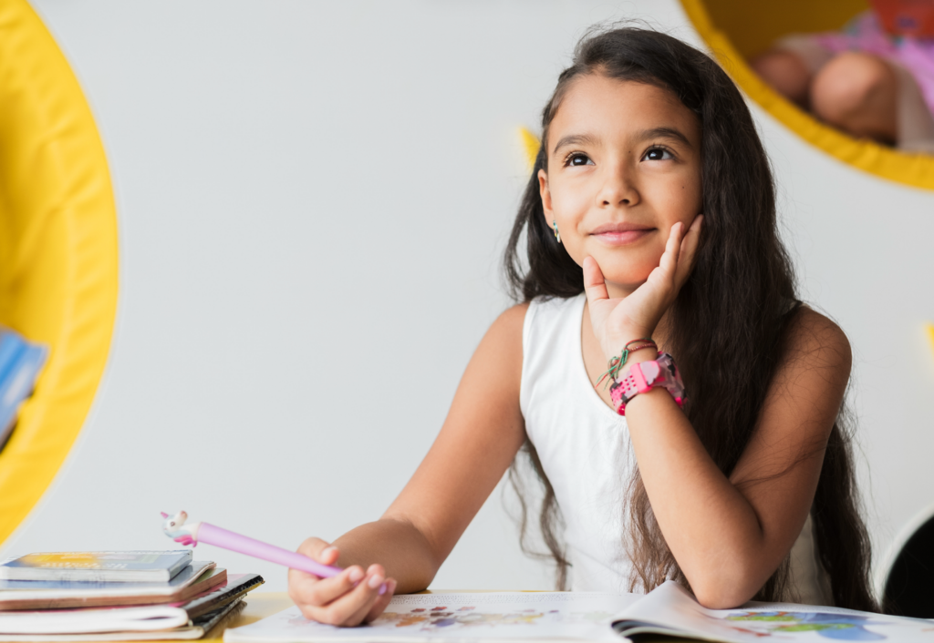 Elementary student thinking during writing activity using SRSD strategies in a classroom setting.